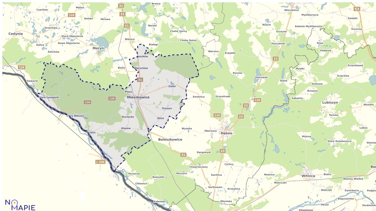 Mapa uzbrojenia terenu Mieszkowic
